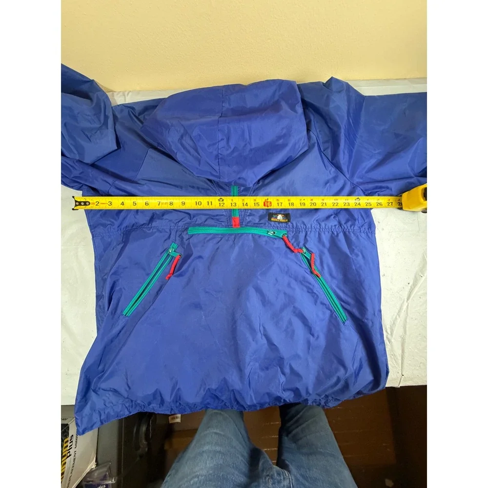 Vintage Sierra Designs Anorak Jacket Mens Large Blue Teal Half Zip Windbreaker